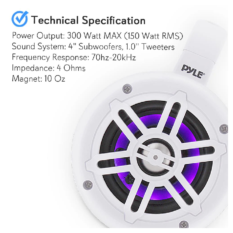 Pyle PLMRLEWB47WB Marine Speakers