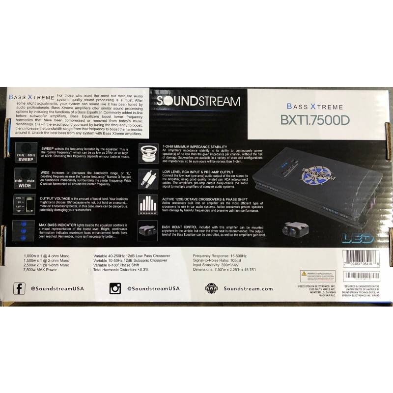 Soundstream BXT1.7500D Mono Subwoofer Amplifiers